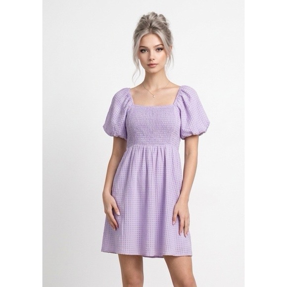 Old Navy Dresses & Skirts - NWOT Old Navy Lavender Puff Sleeve Smocked Mini Dress Medium Lined Boho